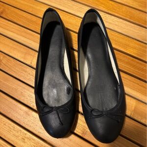 J.Crew black leather ballet flats